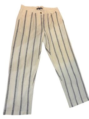 Striped Cream Straight-Leg Pants